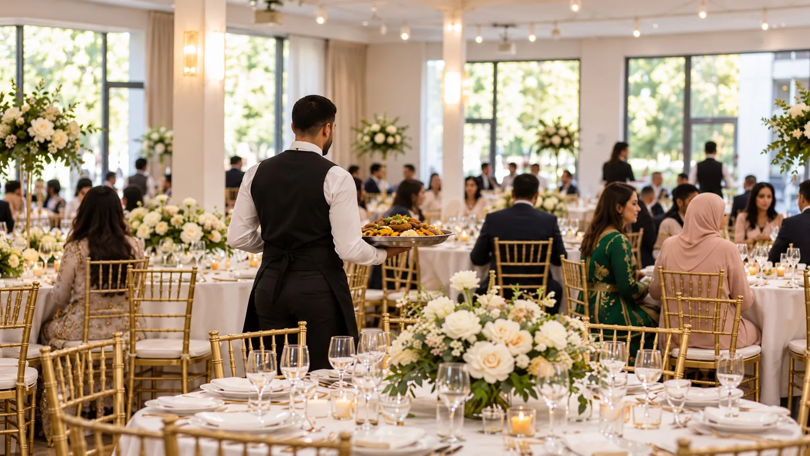 Réception de mariage élégante avec service traiteur